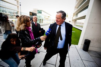 <p>Luís Duque à entrada do Tribunal Central de Instrução Criminal</p>