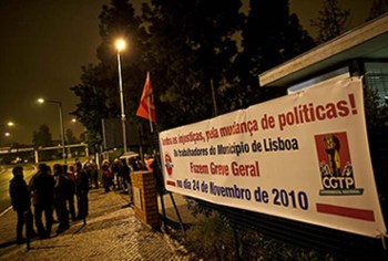 <p>A CGTP e a UGT realizam hoje uma greve geral conjunta</p>