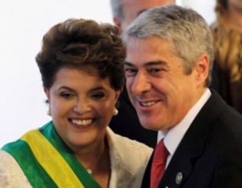 O primeiro-ministro português esteve ontem na tomada de posse da Presidente Dilma Rousseff