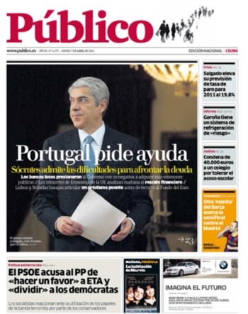 <p>Primeira página do diário espanhol Público</p>