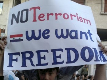 Um do cartazes usados nos protestos