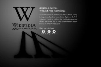 Primeira página da Wikipedia americana, hoje