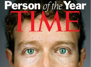 <p>Os olhos azuis de Zuckerberg na capa da Time: Mark foi a pessoa do ano para a revista em 2010</p>