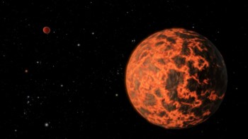 Ilustração do novo planeta, que pode ser uma bola de fogo devido à proximidade da sua estrela