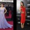Mila Kunis em Elie Saab (esquerda) e Lanvin (direita).