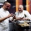 O chef Hans Neuner, do restaurante Ocean, no fim da noite a receber um charuto de Dieter Koschina, o chef anfitrião