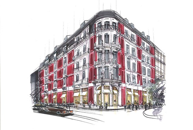 Esboço do projecto de Bruno Moinard para a nova loja na Avenida da Liberdade, em Lisboa