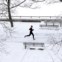 No Riverside Park, jogging em nevão de Janeiro