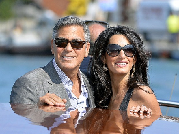 O casal, em Veneza, na véspera do casamento.