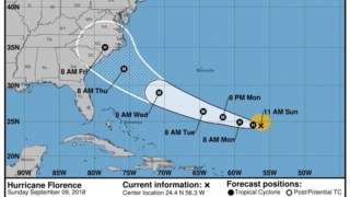 Percurso que o furacão deverá seguir até ao final da semana