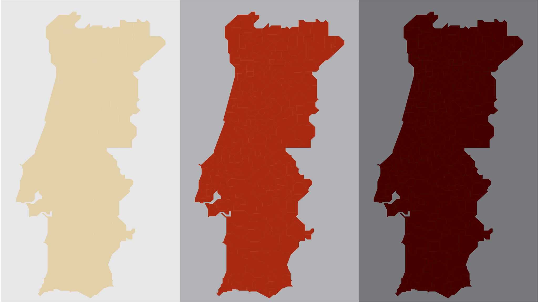 Mapa portugal com regiões e concelhos, distritos Stock Vector