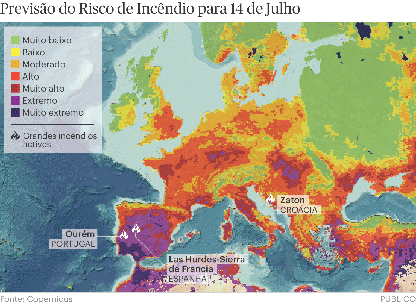 Mapa dos Incêndios em Portugal e na Europa