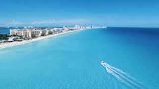 Top view beach background Cancun