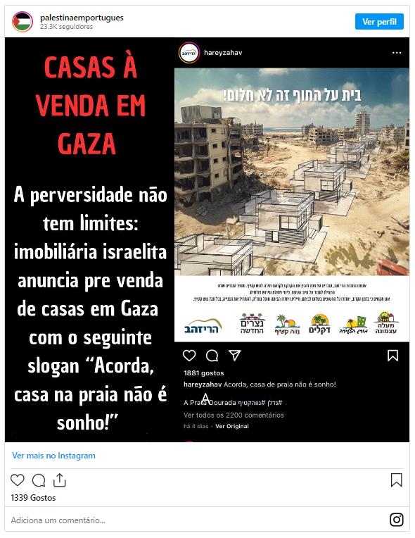 ¿Una empresa inmobiliaria israelí anunció la venta de viviendas en Gaza?  Sí, pero dice que es una «broma».  Parcialmente cierto