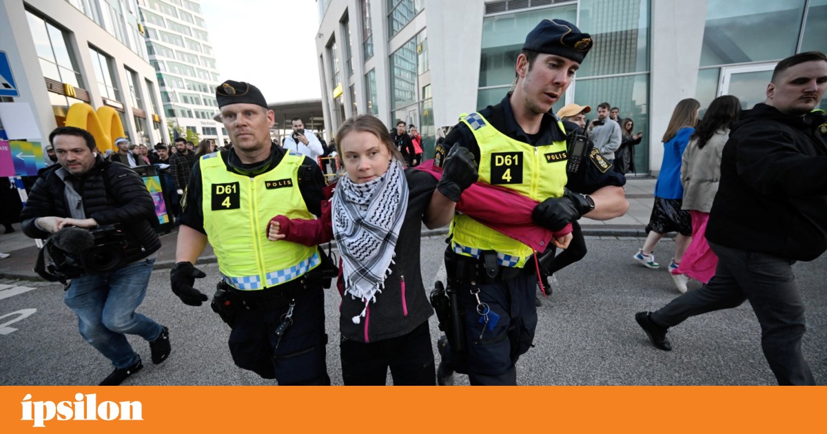 Greta Thunberg among those arrested in protest outside Eurovision final | Eurovision Greta Thunberg among those arrested in protest outside Eurovision final | Eurovision