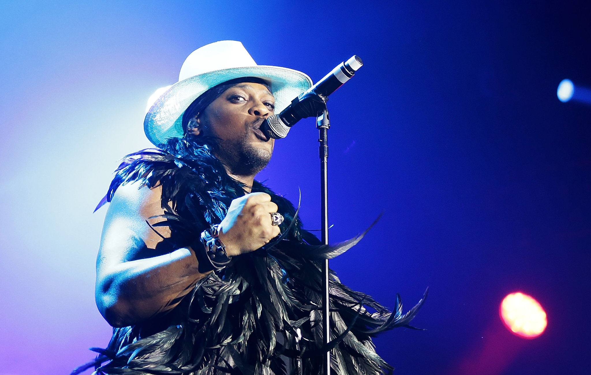 XXXXX performs live for fans at the 2016 Byron Bay Bluesfest on March 24, 2016 in Byron Bay, Australia.