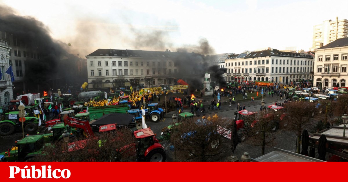 Iron, fire and straw outside the European Parliament during farmers' protests in Brussels | Photo Gallery Iron, fire and straw outside the European Parliament during farmers' protests in Brussels | Photo Gallery