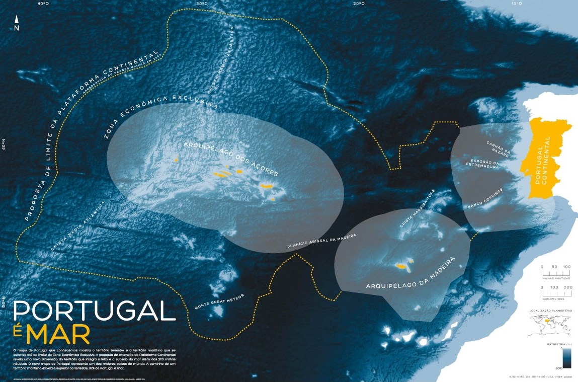 Mapa de Portugal continental e respectivas regiões